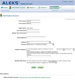 Edit Student Preferences