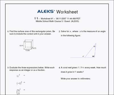 Aleks online homework